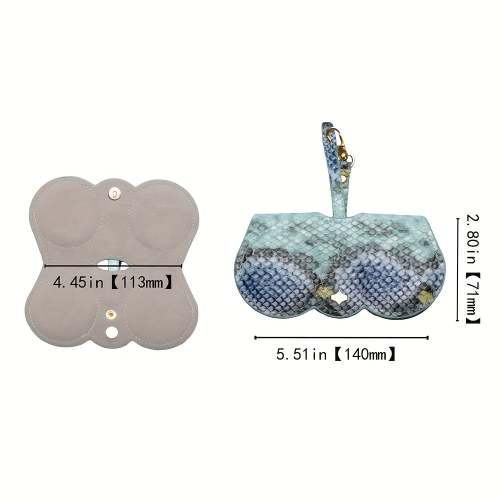SOOLALA Snake Skin Eyeglasses Clip PU Glasses Case