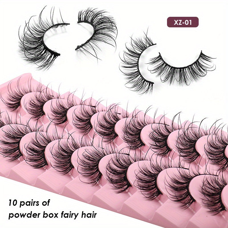 10 Pairs Fluffy Wispy False Eyelashes for Stage Party and Everyday Makeup