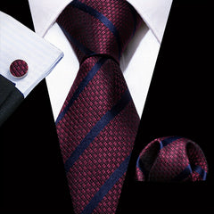 Men's Diagonal Striped Jacquard Tie Set