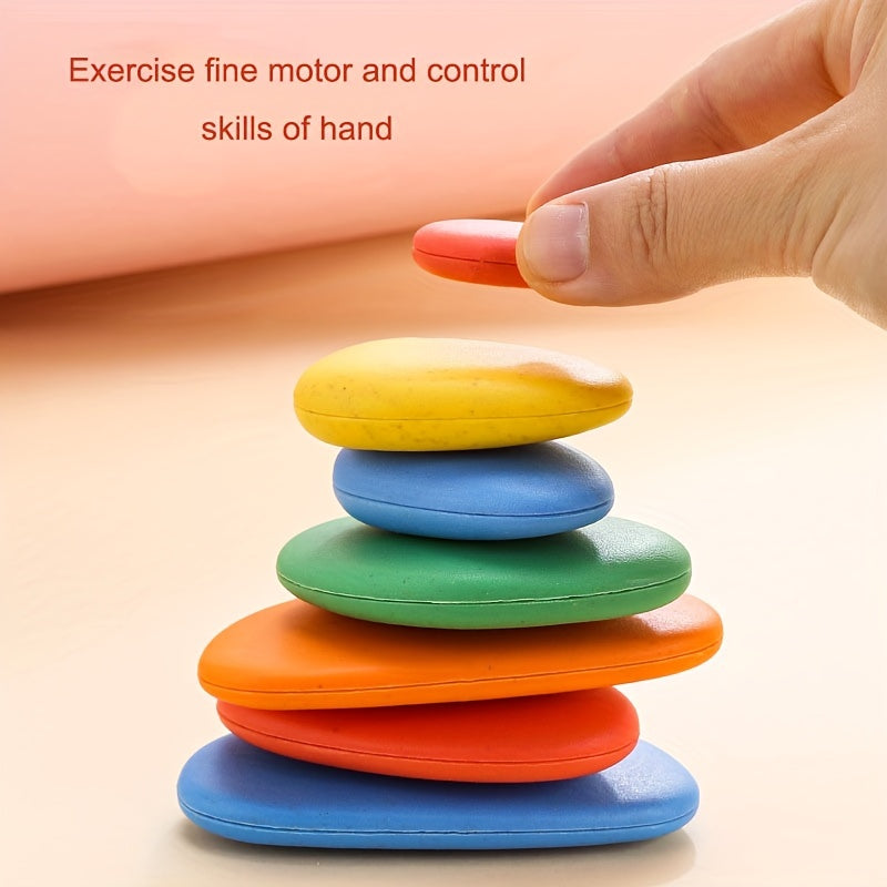 Rainbow Pebbles Stone Toys Educational Desktop Game