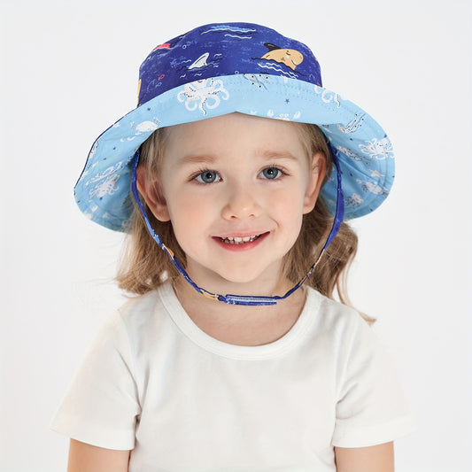 Kids' Cartoon Bucket Hat for Outdoor, Reversible Design