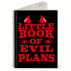 Little Book of Evil Plans A5 Spiral Notebook Red Devil Horns