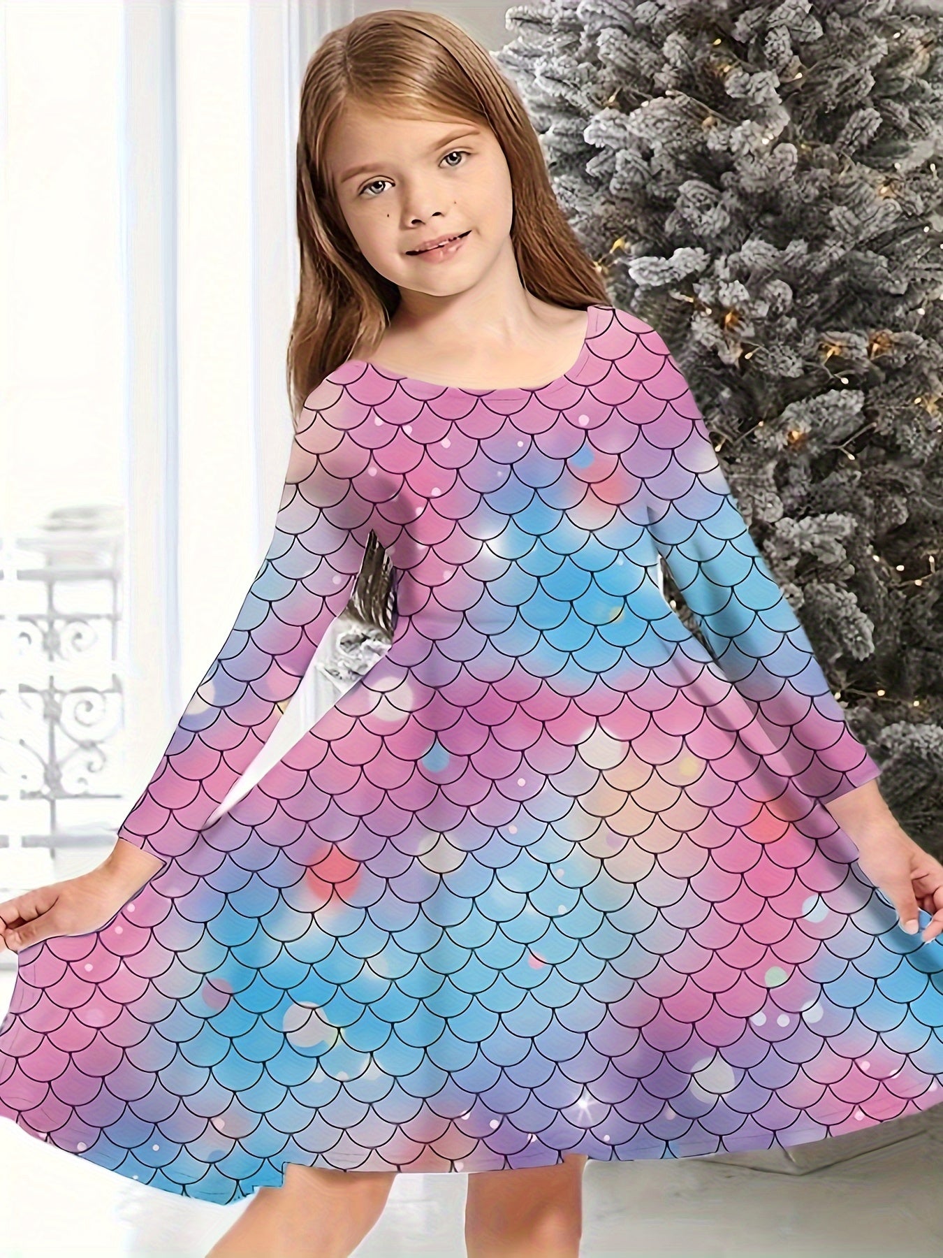 fitted lace wedding dress Long Sleeve Christmas Dress Girls Sweet Dresses Kids Gift – CRAZE