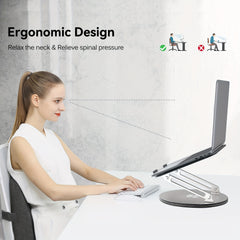 Adjustable Laptop Stand 360 Rotating Base Ergonomic Riser Portable Foldable