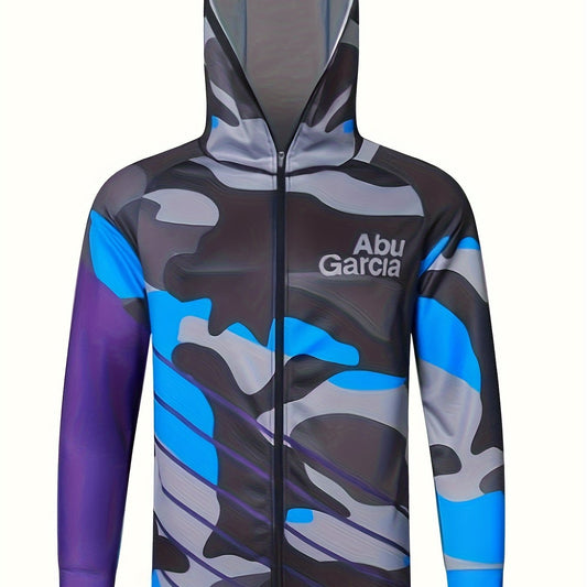 Men's Camo UPF 50 Sun Protection Hooded Jacket Quick Dry Rash Guard