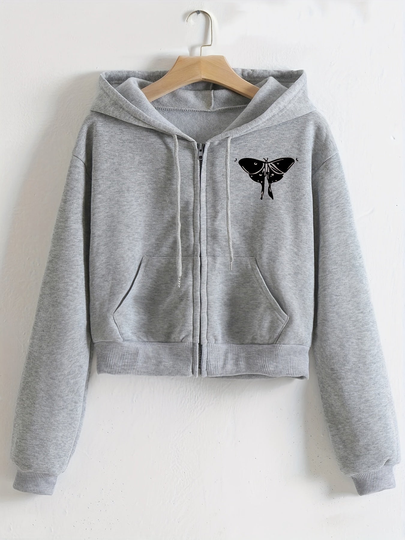Women's Zip Up Crop Hoodie with Pocket
