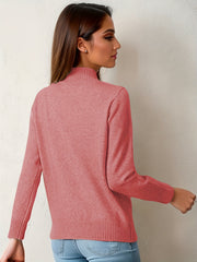 Warm Mock Neck Pullover Sweater for Women
