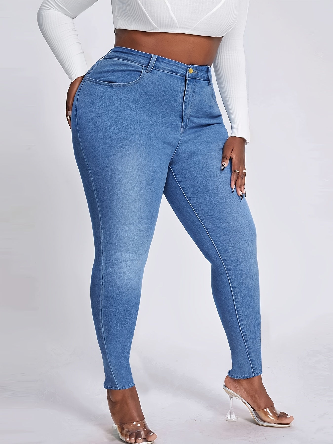  Button Up High Waist Skinny Jeans