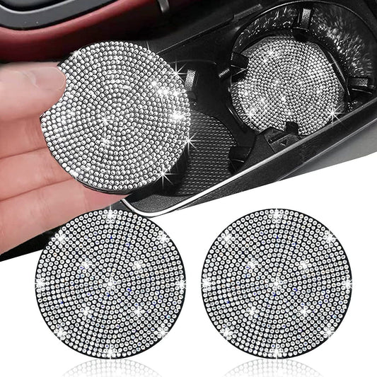 ZukMi 2pcs Bling Car Cup Holder Coaster Anti Slip Universal Vehicle Coasters