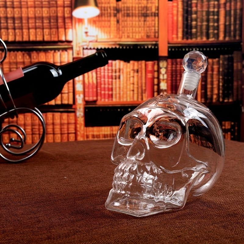 Crystal Skull Head Vodka Whiskey Drinking Bottle 19oz Home Bar Decanter