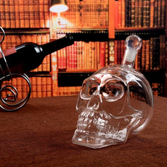 Crystal Skull Head Vodka Whiskey Drinking Bottle 19oz Home Bar Decanter