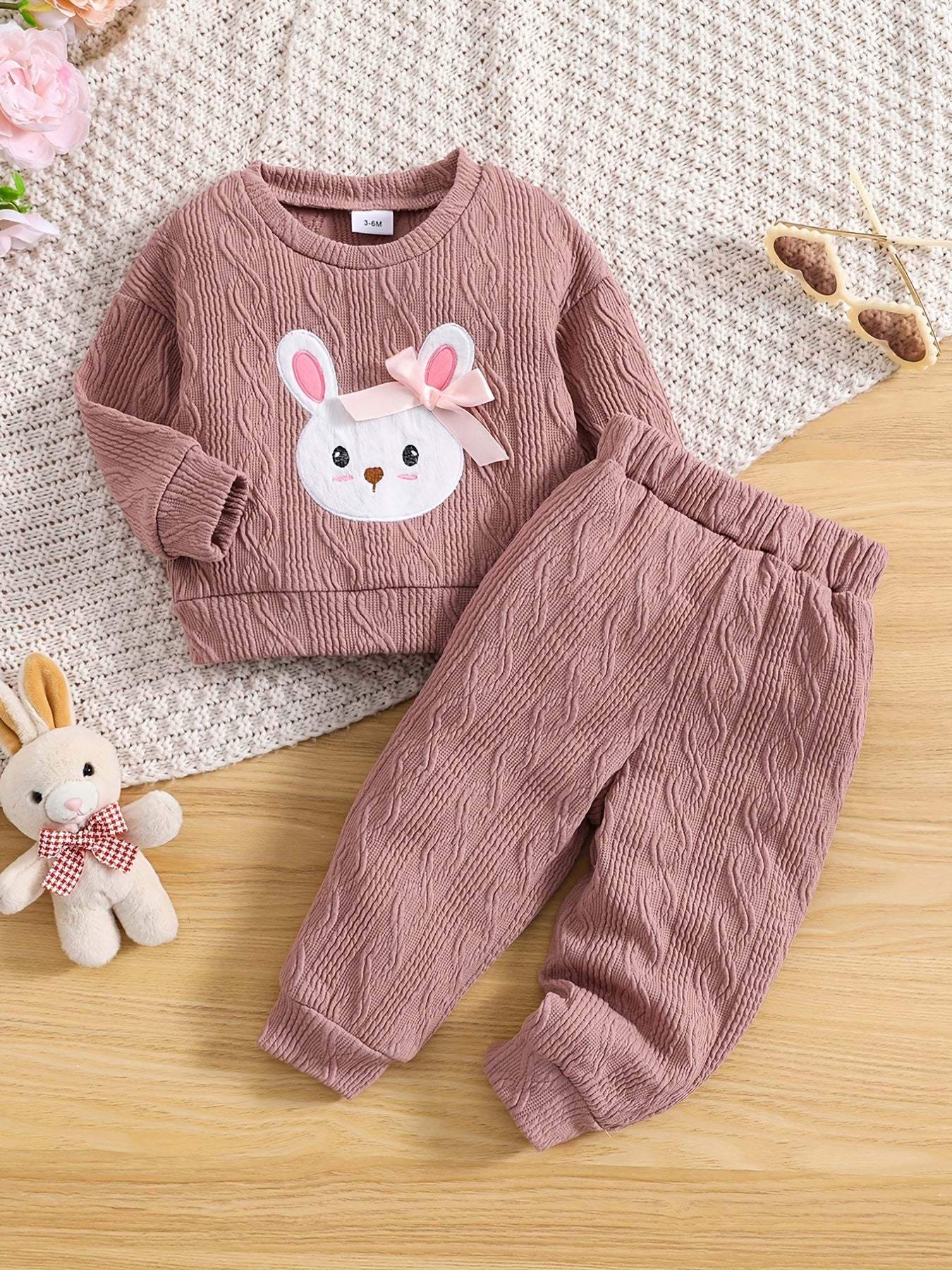 Bunny Print Sweatshirt Top Baby Girls Outfit