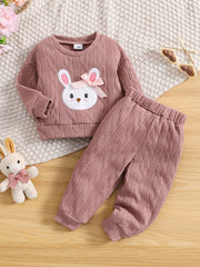 Bunny Print Sweatshirt Top Baby Girls Outfit