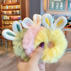 4pcs Girls Plush Rabbit Ears Hair Tie Hair Bands Hair Accessories