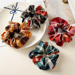 Plaid Fabric Large Scrunchie High Elasticity Vintage Hair Tie Hair Accessories
