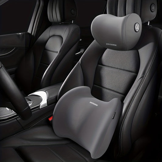 Universal Memory Foam Car Headrest Waist Support Pillow Gray