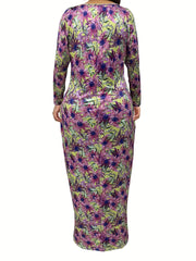 Floral Print Long Sleeve Maxi Midi Dress