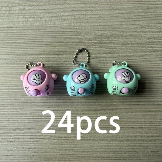 24pcs Mini Rock Paper Scissors Keychain Pendants Colorful Assortment