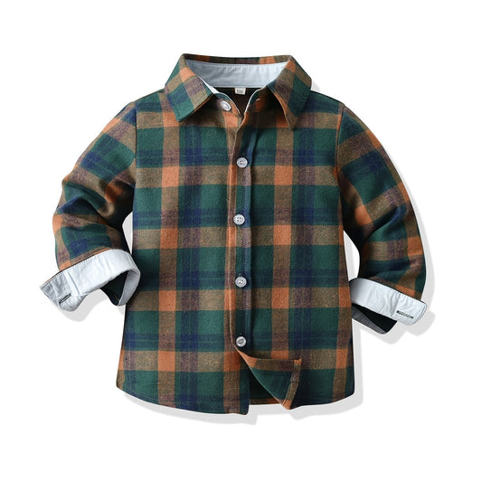 Baby Boys Plaid Shirts Button Down Long Sleeve Kids Clothes