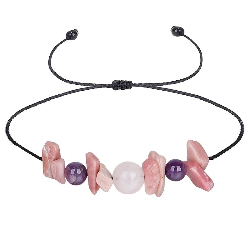 Adjustable Braid Bracelet with Crystal Stone Beads