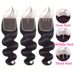 4x4 Lace Closure Body Wave Human Hair Extensions with Baby Hair