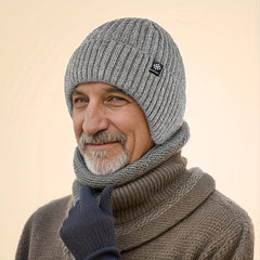 Winter Beanie Hat With Ear Flap Knitted Fleece Beanie Hat