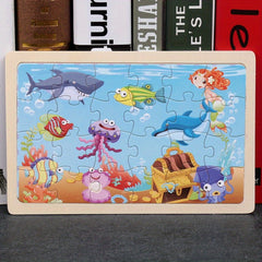 Wooden Animal Puzzle Set for Kids, 24 Pieces