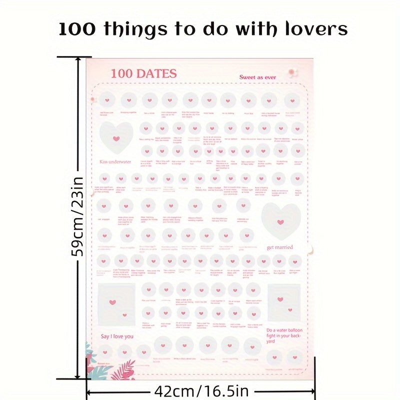 100 Dating Things For Couple Scratching Poster Random Event Romantic Dating Gift
