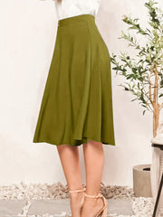  Solid Button Decor High Rise A line Skirt