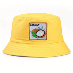 Coconut Embroidered Bucket Hat Unisex Sunshade Reversible Cap