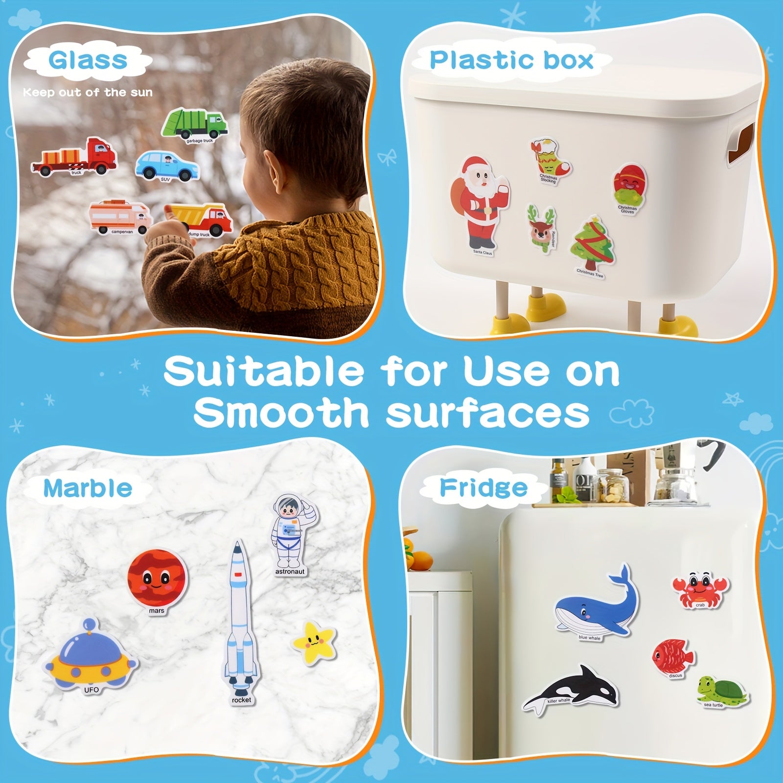 Kids' Reusable Sticker Book, Washable - Fun Learning Activity