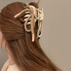 Hollow Hair Claw with Colorful Shoelace Non-slip Ponytail Holder