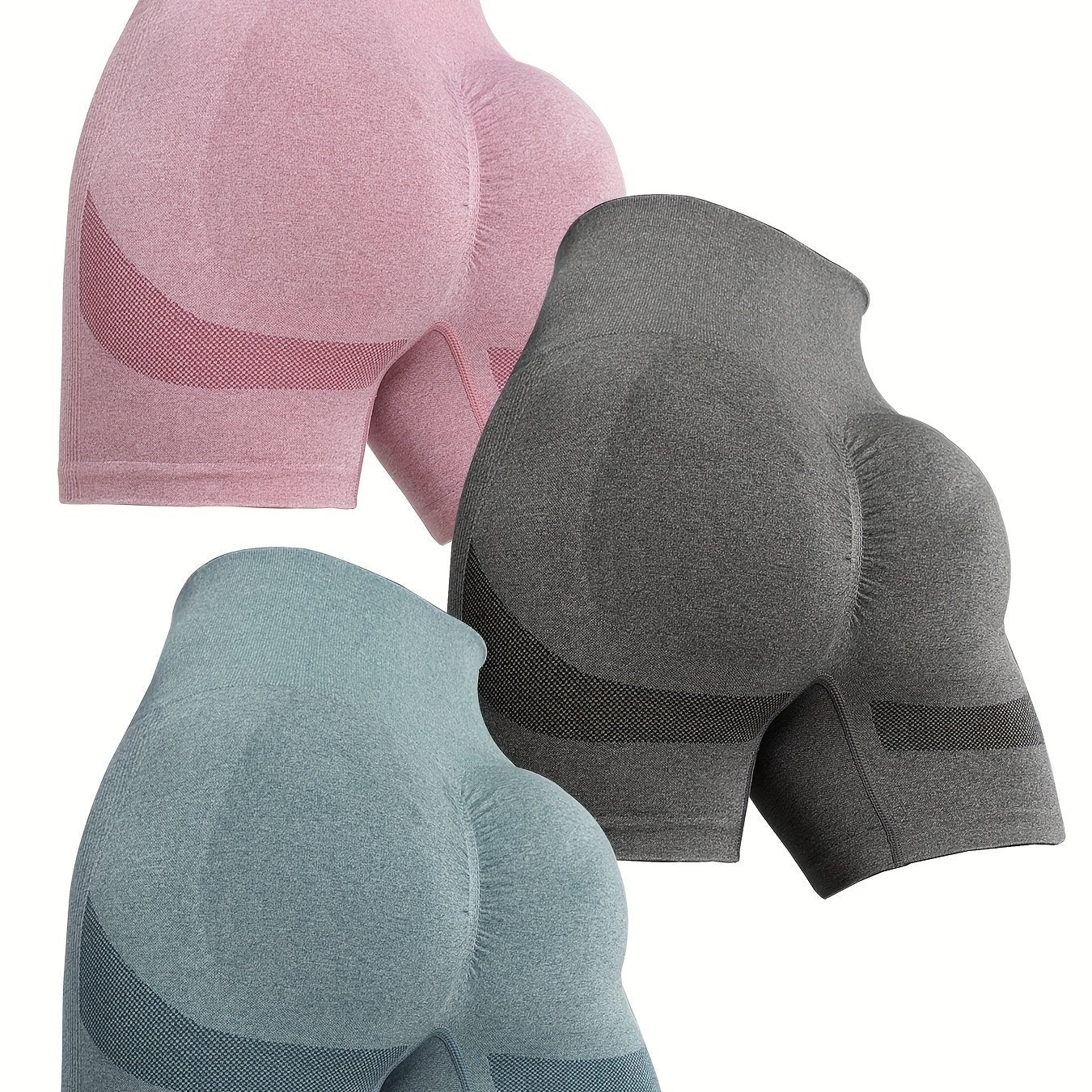3pcs High Waist Seamless Sports Biker Shorts for Women