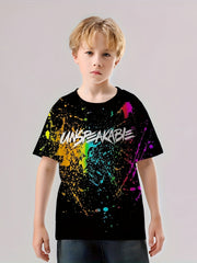 Paint Splash Pattern Kid's T-Shirt UNSPEAKABLE Print Casual Short Sleeve Top