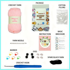 Crochet Material Package with English Instruction Manual - Beginner Yarn Kit