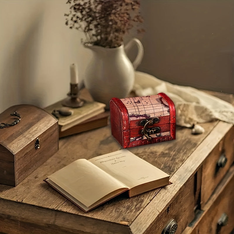 Mini Wooden Jewelry Box Vintage Ring Box Treasure Chest Vintage Box