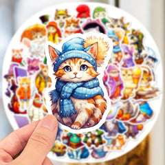 50pcs Cute Cat Stickers for Water Bottles Laptops Phones Skateboards