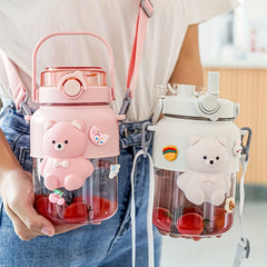 Bear Plastic Water Cup Leakproof Outdoor Portable Bottle