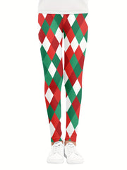 Girls' Christmas Stretch Leggings - Tight Fit & Ankle Length