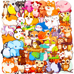 50pcs Colorful Small Animal Stickers Vinyl Waterproof Stickers