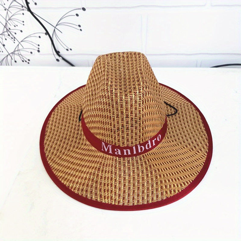 Men's Cowboy Hat Sunshade Straw Hat Men's Summer Outdoor Big Brim