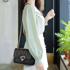 Quilted Chain Crossbody Bag Turn Lock Shoulder Bag Small Purses
