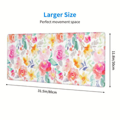 Floral Desk Mat Pink Mouse Pad Non Slip Large Desk Mat