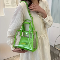 2Pcs Transparent Tote Bag Set Waterproof PVC Jelly Bag