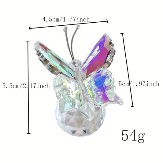 Multicolor Gradient Crystal Butterfly Ornament Rainbow Glass Art Decor