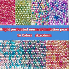 100pcs 6mm Acrylic Round Mermaid Pearl Spacer Beads for Jewelry Making