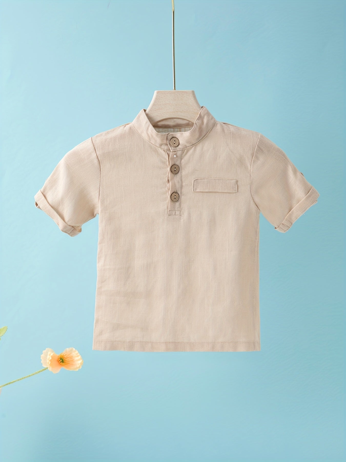 Boys Stand Collar T Shirt Toddler Baby Short Sleeve Casual Top
