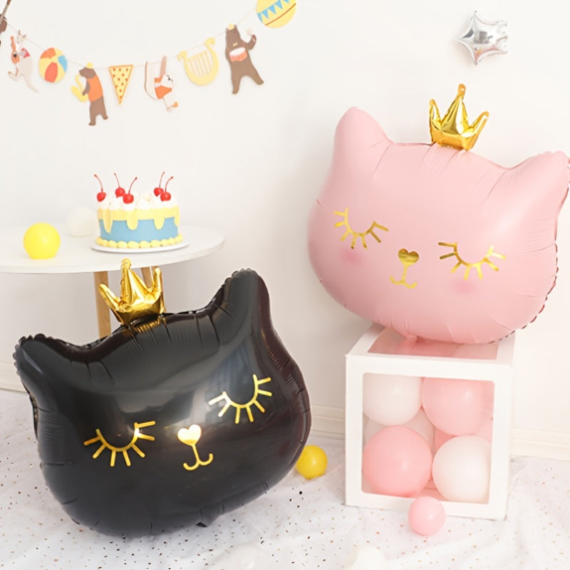 2pcs Crown Cat Balloons Pet Birthday Party Decorations