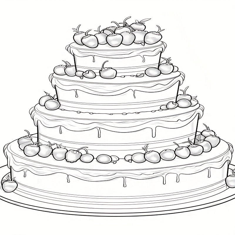 Deluxe Desserts & Cakes Coloring Book 22 Pages Fun Art for Adults Perfect Gift