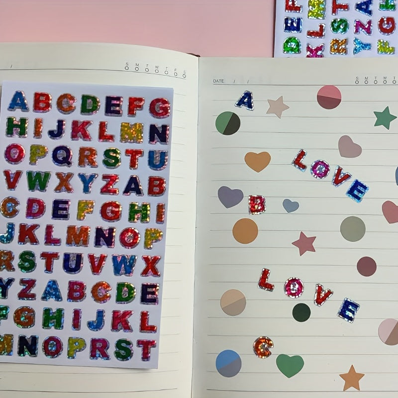 Colorful Glitter Letter Stickers 10 Sheets Self Adhesive Stickers